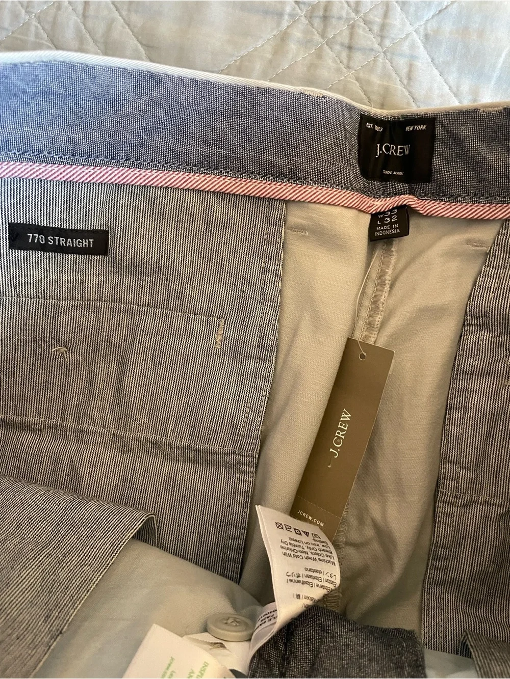 J. Crew 770 Straight-fit stretch chino pant in Jet Gray Size 33 NWT $98 AR886